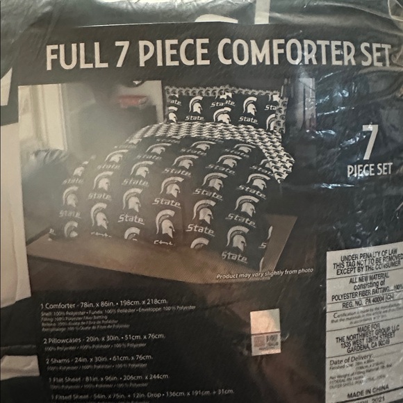 Michigan State Spartans NCAA Rotary Bed in a Bag Set - New Full Comforter - Picture 1 of 4